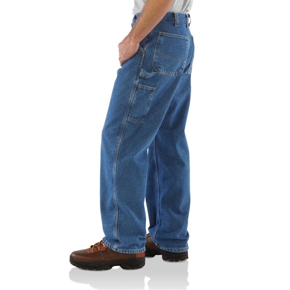 Carhartt Washed-Denim Work Dungaree/Flannel-Lined Jeans, Size 38 X 34. - Picture 2 of 13